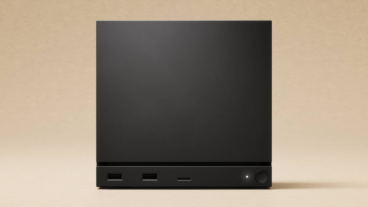 Front view of Steam Machine with beige backdrop.