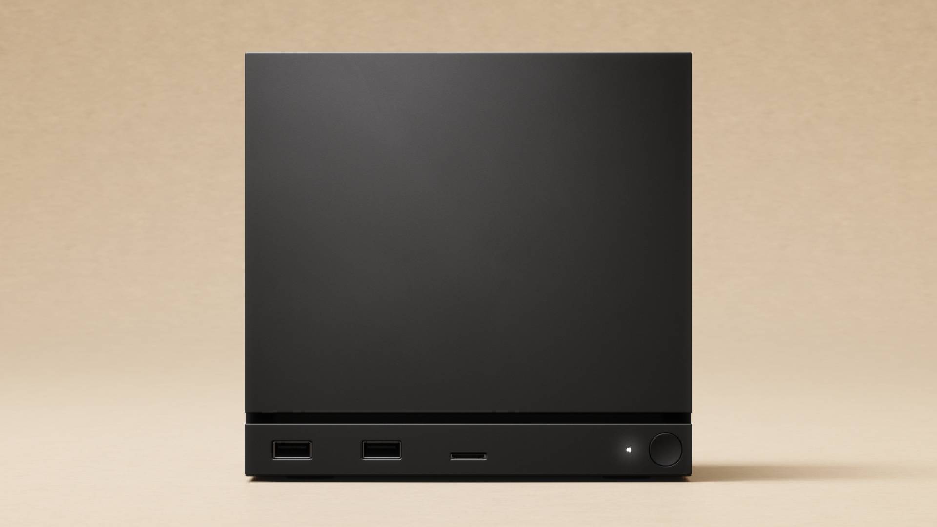 Front view of Steam Machine with beige backdrop.