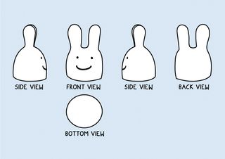 Turnaround drawings show six projected views of a character. Ideally, it’s best to draw them in Illustrator