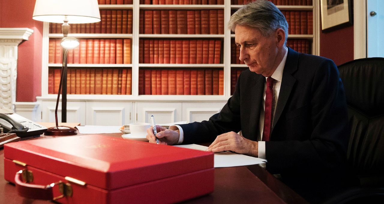 Chancellor Philip Hammond puts the finishing touches on his budget speech.