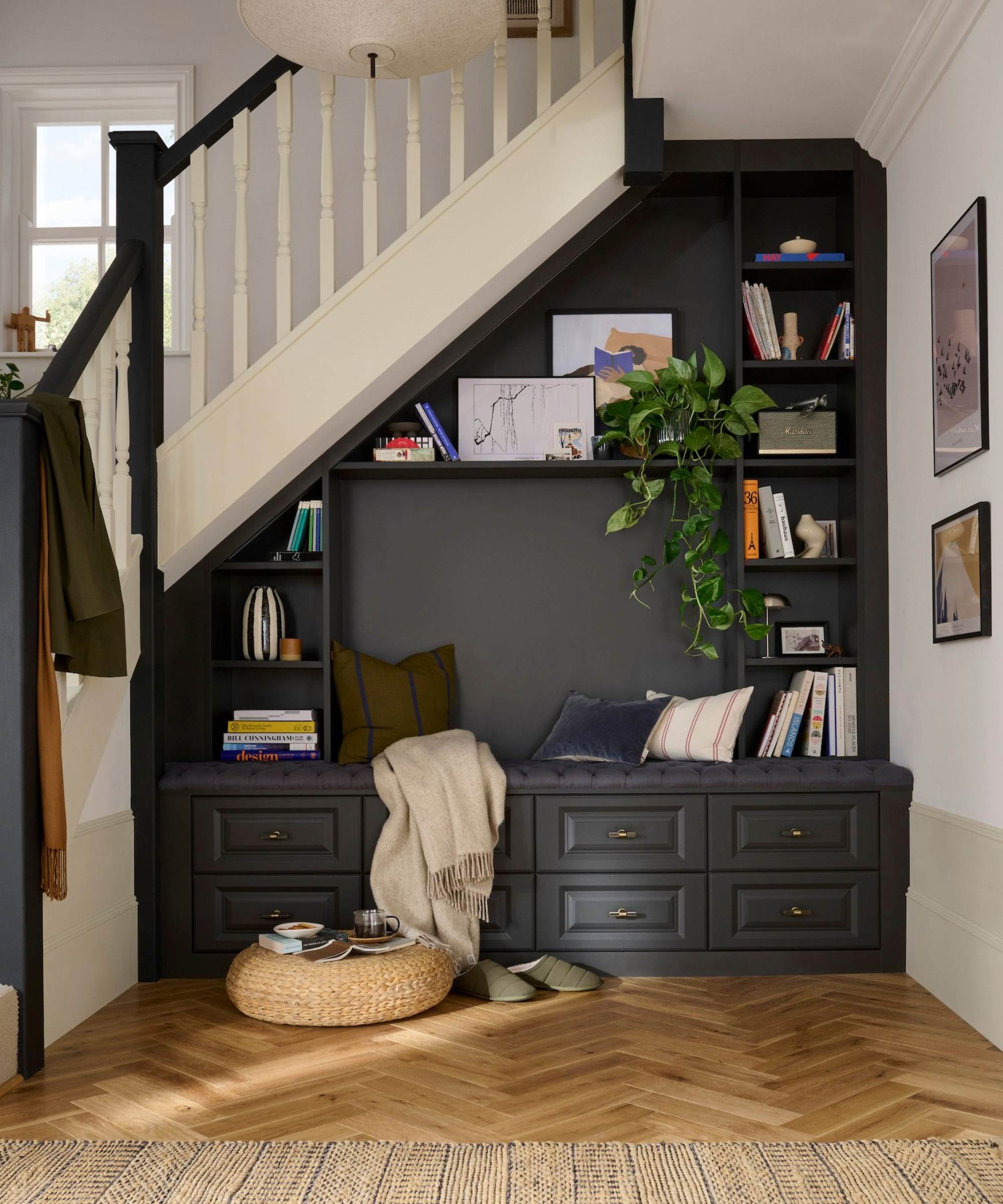 Built in storage idea under a staircase