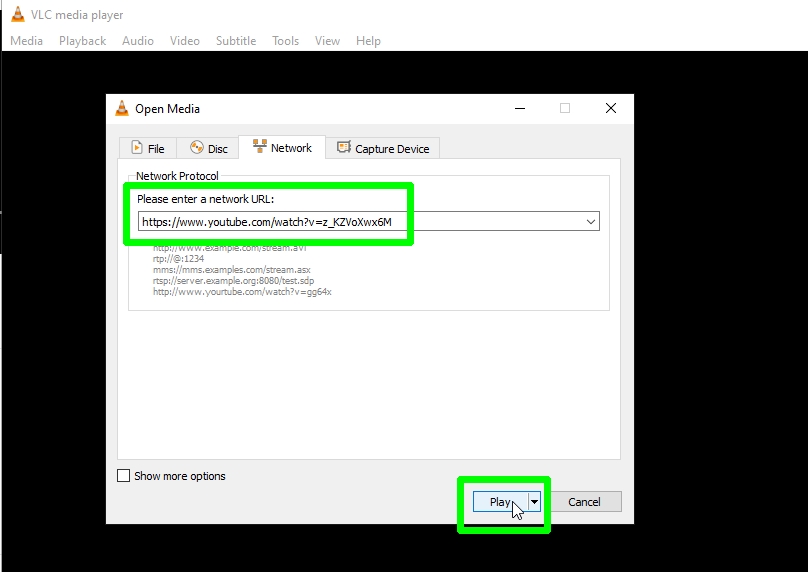 how to download YouTube videos - vlc paste network url