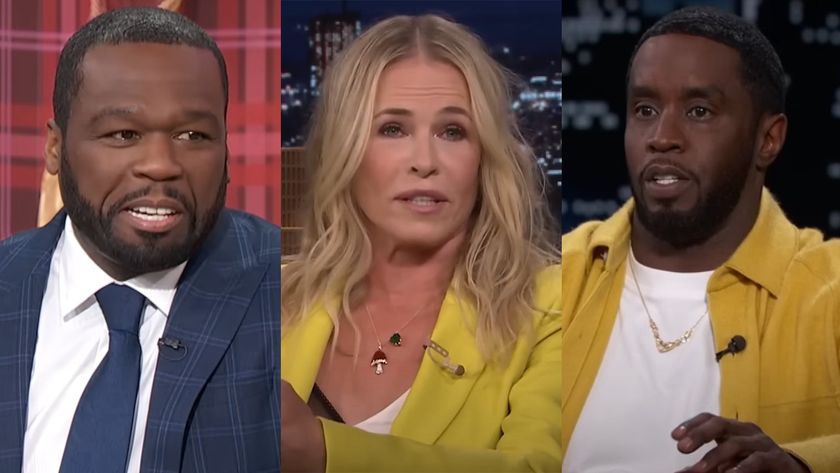 Curtis "50 Cent" Jackson, Chelsea Handler and Sean "Diddy" Combs speak during interviews.