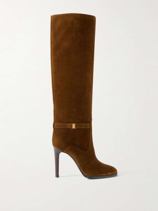 Diane Logo-Embellished Suede Knee Boots