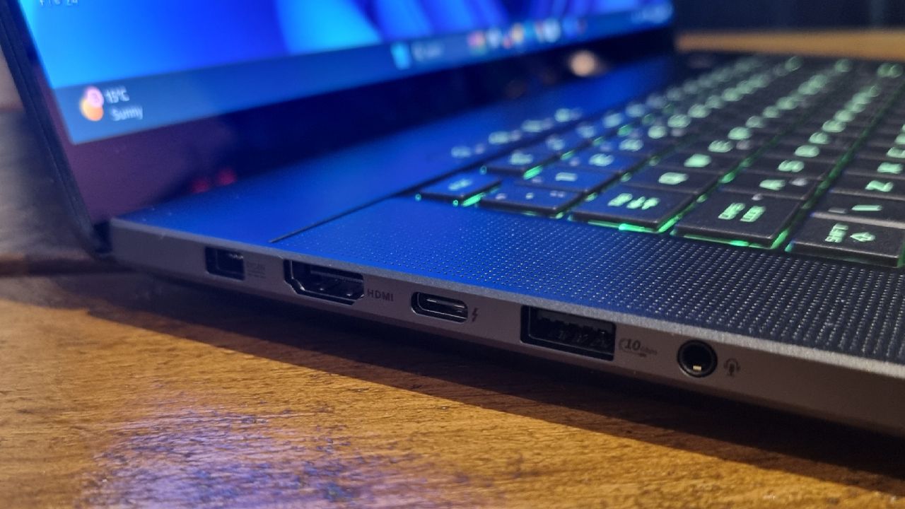 The left side of the Asus ROG Zephyrus G16 showing the HDMI, USB Type-C, and 3.5 mm ports