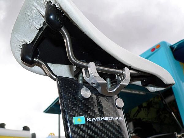 Time trial bikes are visually striking but not always the easiest for the mechanics to work on.