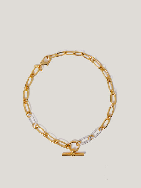 Pave Trombone Chain Necklace | Gold