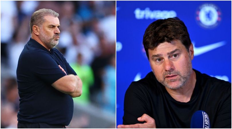 Tottenham Hotspur manager Ange Postecoglou and Chelsea boss Mauricio Pochettino