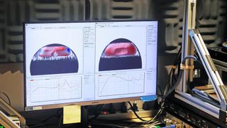 A screen showing the results of laser measurements of different speakers