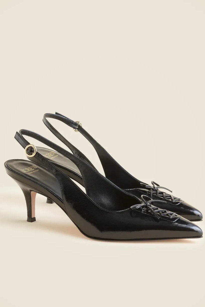 jcrew, Made-In-Italy Colette Lace-Up Slingback Pumps in Leather