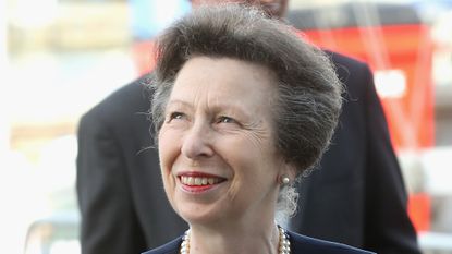 Princess Anne's Quality Street-purple wows in Scotland. Seen here is Princess Anne at the Royal London Yacht Club Champagne Party