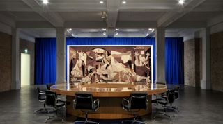 Picasso’s Guernica as tapestry, featured in Nature of the Beast, Goshka Macuga installation, 2009