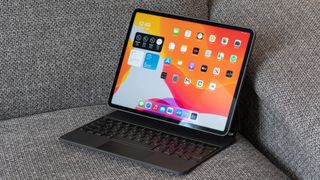 The 12.9in Apple iPad Pro on a couch