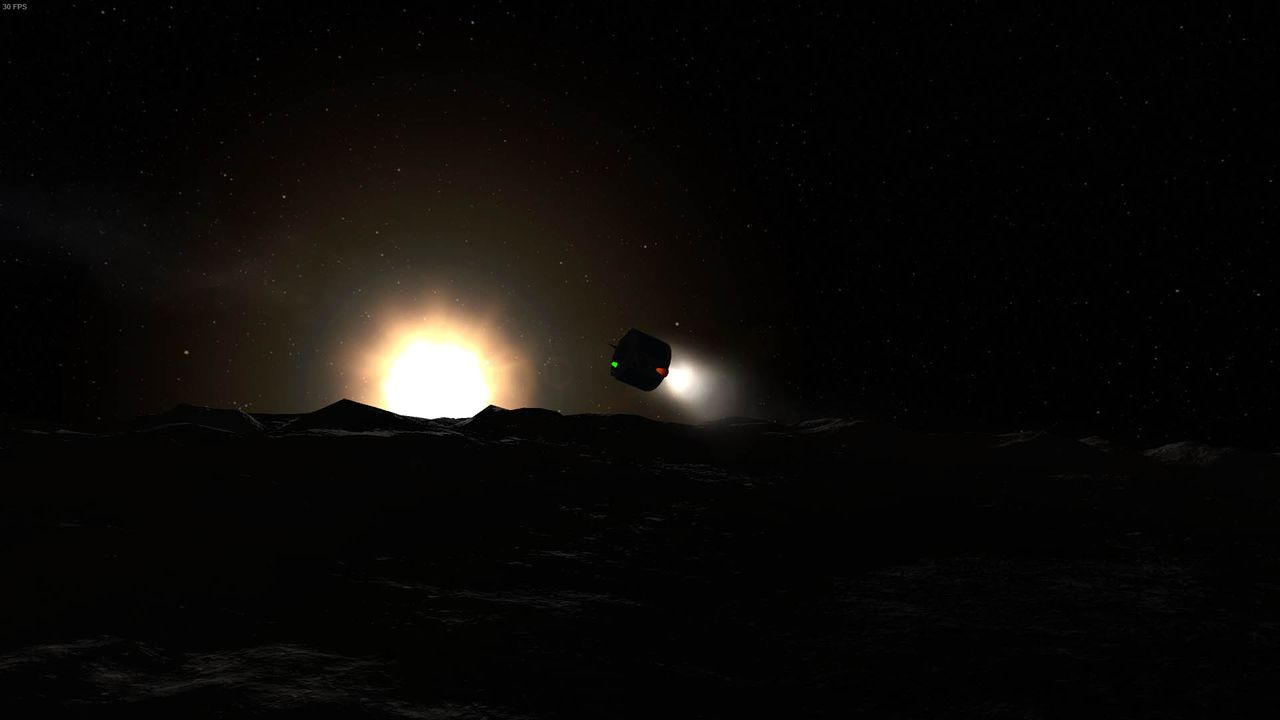 A Bepicolombo mission lander as envisioned in Kerbal Space Program's Shared Horizons.