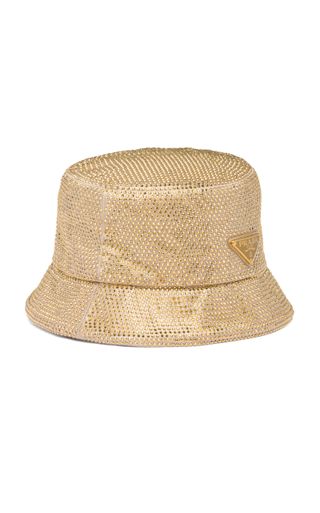 Crystal-Embellished Satin Bucket Hat