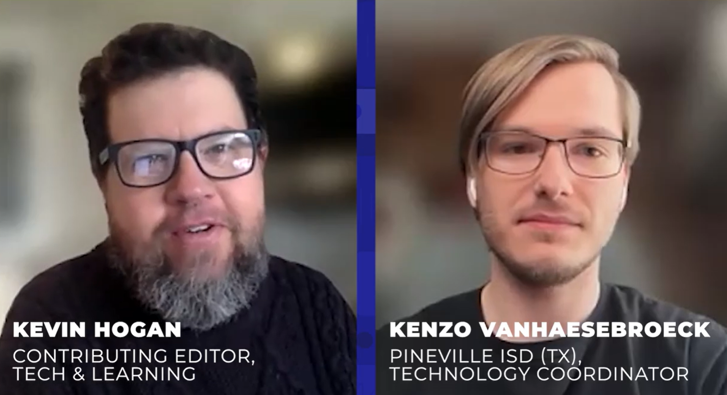 Conversations with Kevin Hogan—Pineville ISD (TX) technology coordinator Kenzo Vanhaesebroeck explains why vague-on-purpose policy, a grading scale for AI use, and teacher-to-teacher modeling are the best defenses a small district has against an overnight technological revolution