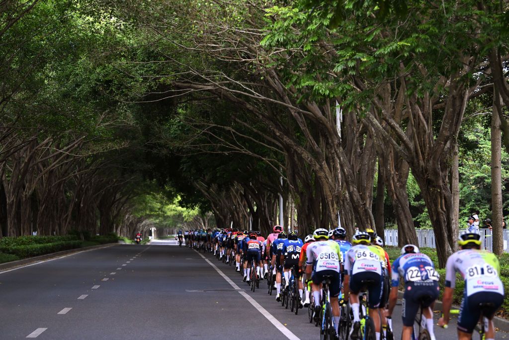 NANNING CHINA OCTOBER 20 A general view of the peloton competing during the 5th GreeTour of Guangxi 2024 Stage 6 a 134km stage from Nanning to Nanning UCIWT on October 20 2024 in Nanning China Photo by Dario BelingheriGetty Images