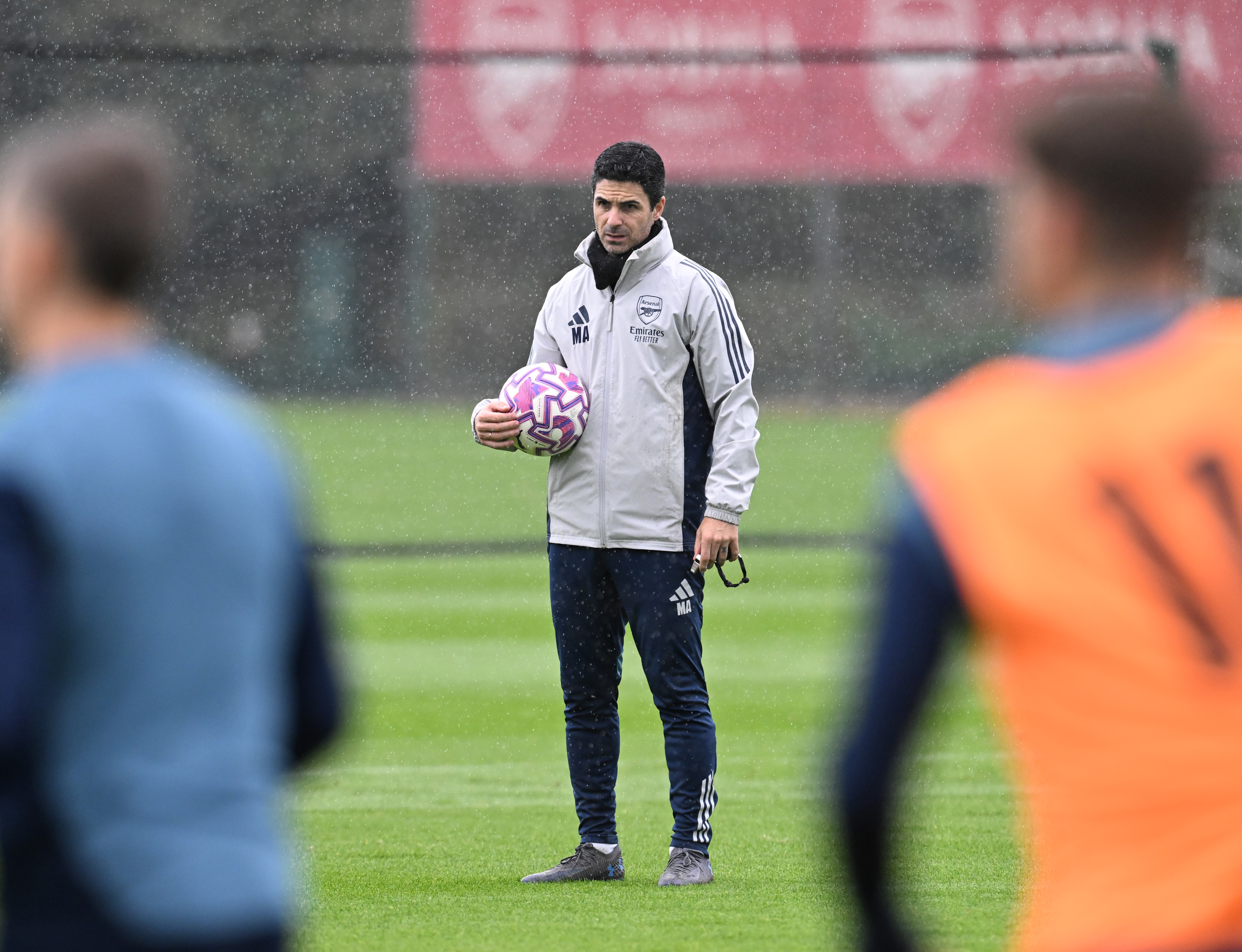LONDON COLNEY, ENGLAND - OCTOBER 31: Arsenal manager Mikel Arteta during a training session at Sobha Realty Training Centre on October 31, 2025 in London Colney, England. (Photo by Stuart MacFarlane/Arsenal FC via Getty Images)