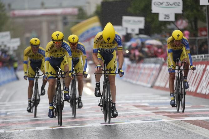 Team Tinkoff-Saxo crosses the line
