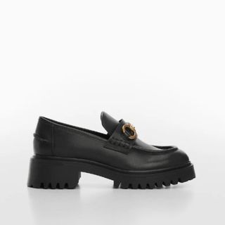 Mango Leather moccasin with track sole loafer