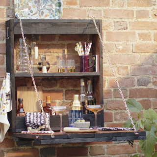 DIY outdoor bar with bar accessories