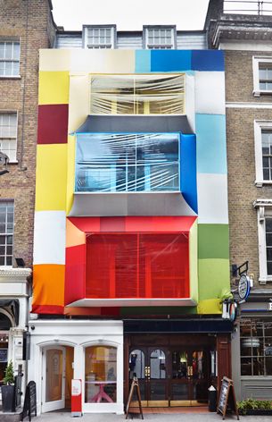 Over in Soho, 19 Greek Street is hosting Wonderland - an exhibition of eclectic design pieces from emerging and established designers. To make a colourful impression on the neighbourhood, the gallery invited German product designer to give the facade a radical (albeit temporary) transformation, with the help of Danish textile giant Kvadrat. The installation acts almost like a party dress, exploring the idea of giving existing architectural structures a complete re-design using only a limited supply of material resources. Check back soon to watch the making of the installation on film.