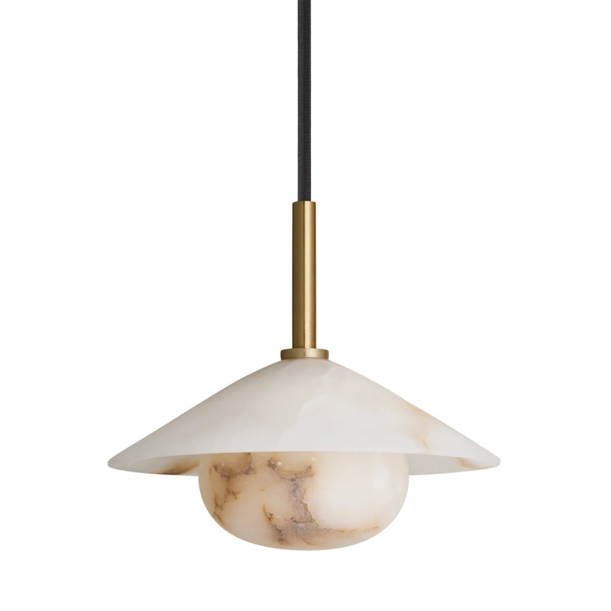 Industville Alabaster Stone Slope Pendant Light - 8 Inch - Brass
