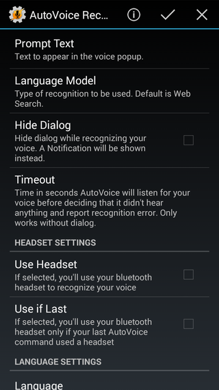 AutoVoice Recognizing configuration. Not a lot needs doing here most times, but here it is if it comes down to it.
