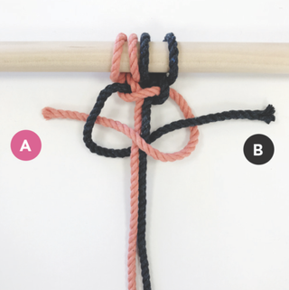 How to macrame a square knot step four