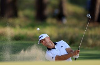 Frederik Kjettrup hits out of a bunker during the 2024 US Open at Pinehurst No.2