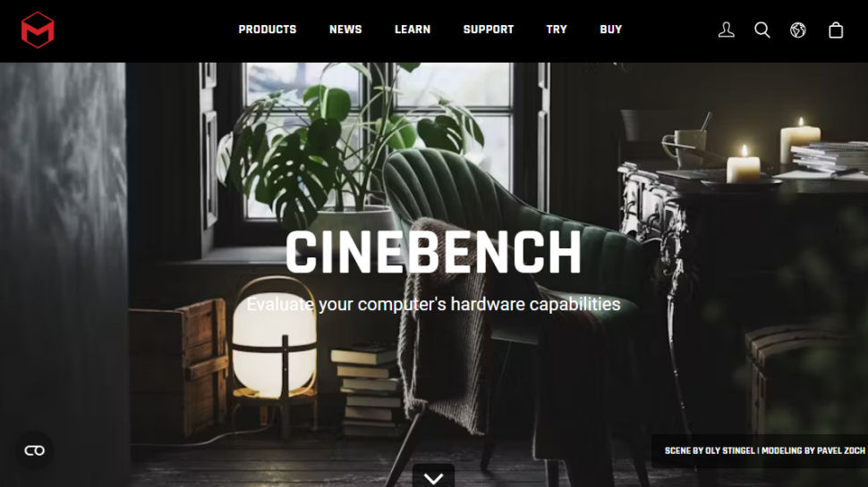 Screenshot of the website for Cinebench