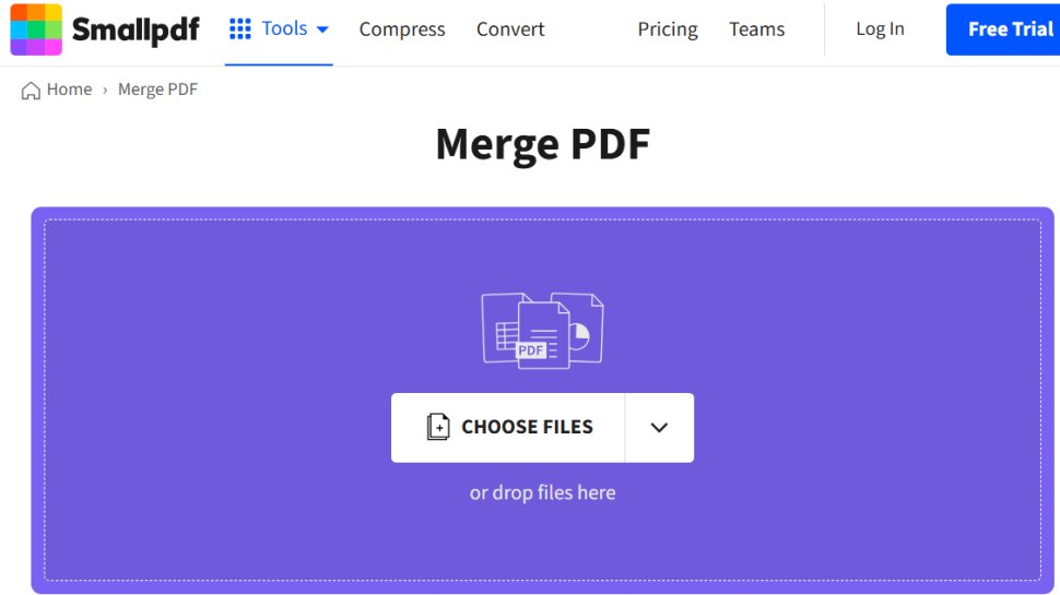 Website screenshot of SmallPDF (August, 2025)