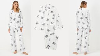 Matalan Cream Star Print Pyjama Set women's Christmas pyjamas 2023