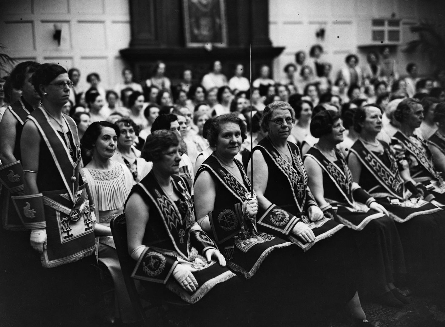 Female Freemasons at the Masonic Temple at Caxton Hall Westminster in June 1937.