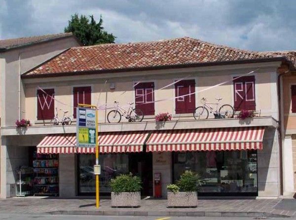 Stores decorate the facade
