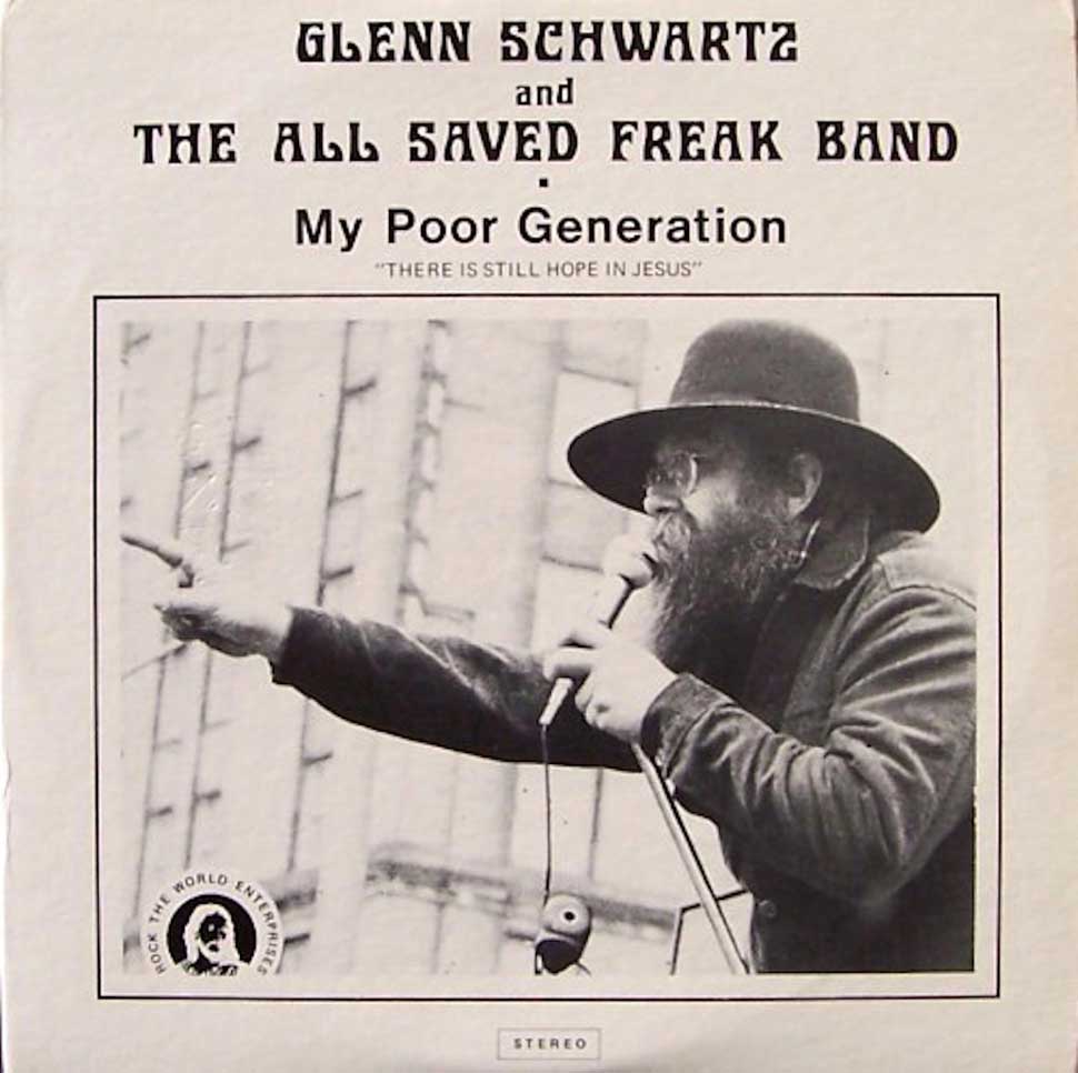 The Reverend Larry Hill on the sleeve of the All Saved Freak Band&#039;s first album, My Poor Generation