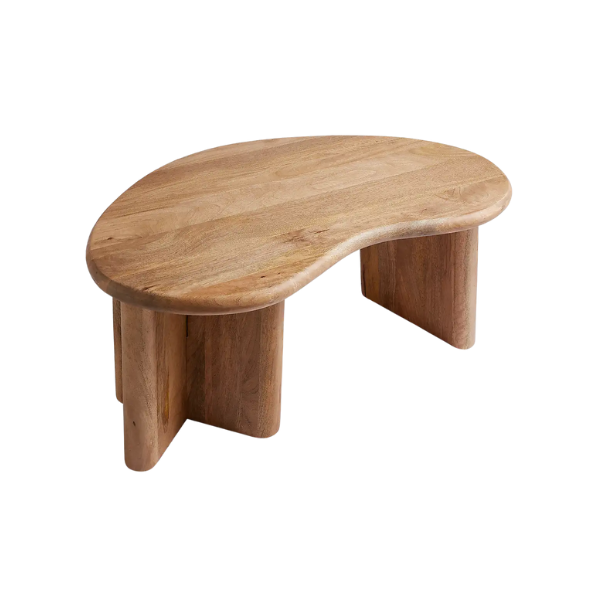 Ludo Kidney Shaped Coffee Table, Mango Wood