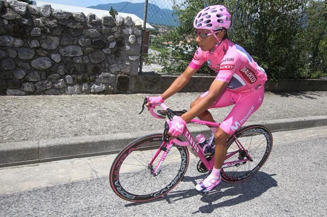 Nairo Quintana (Movistar) clad head to toe in pink