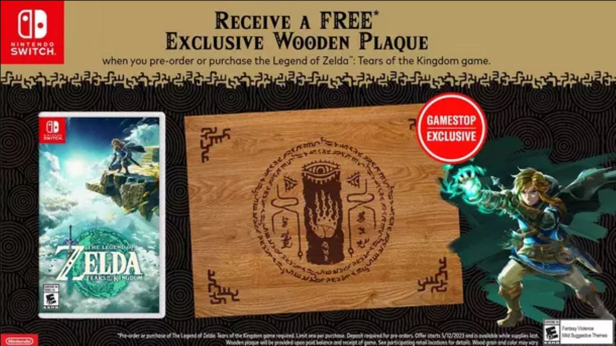Legend of Zelda: Tears of the Kingdom Wooden Plaque Sealed - GameStop Bonus