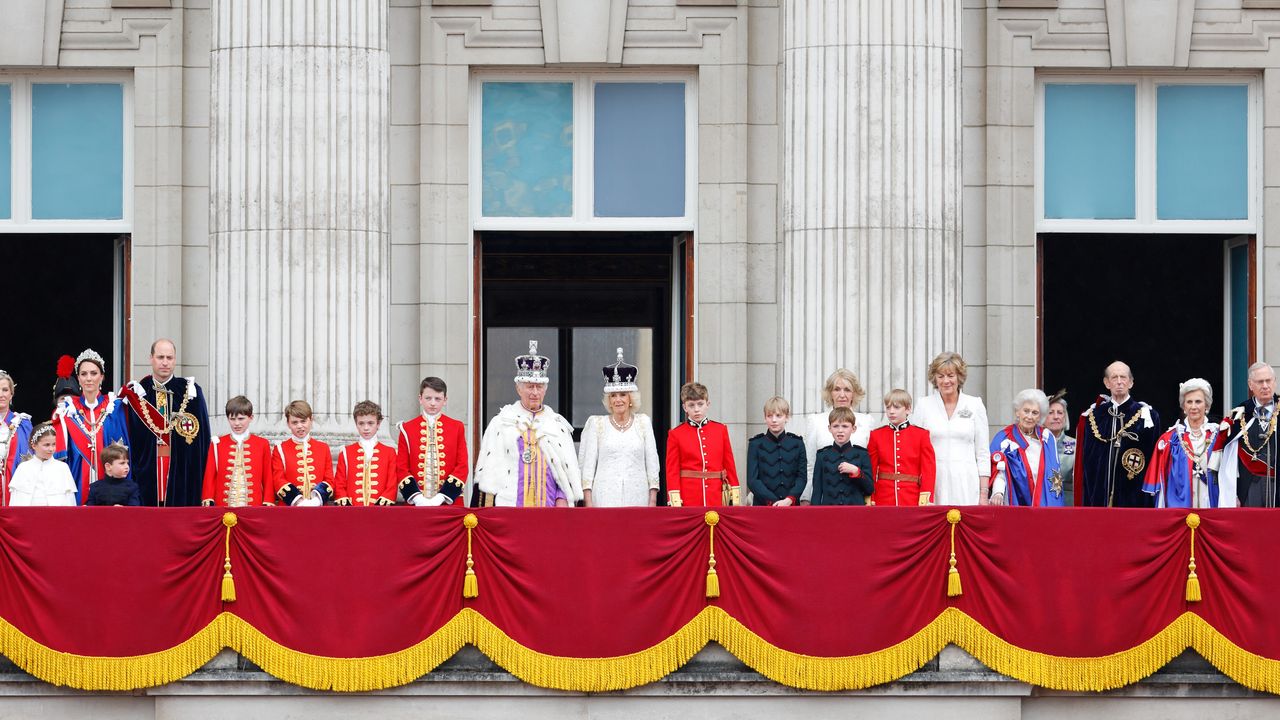 The royals working on the anniversary of Queen Elizabeth&#039;s death revealed. Seen here the Royal Family watch an RAF flypast from the balcony of Buckingham Palace