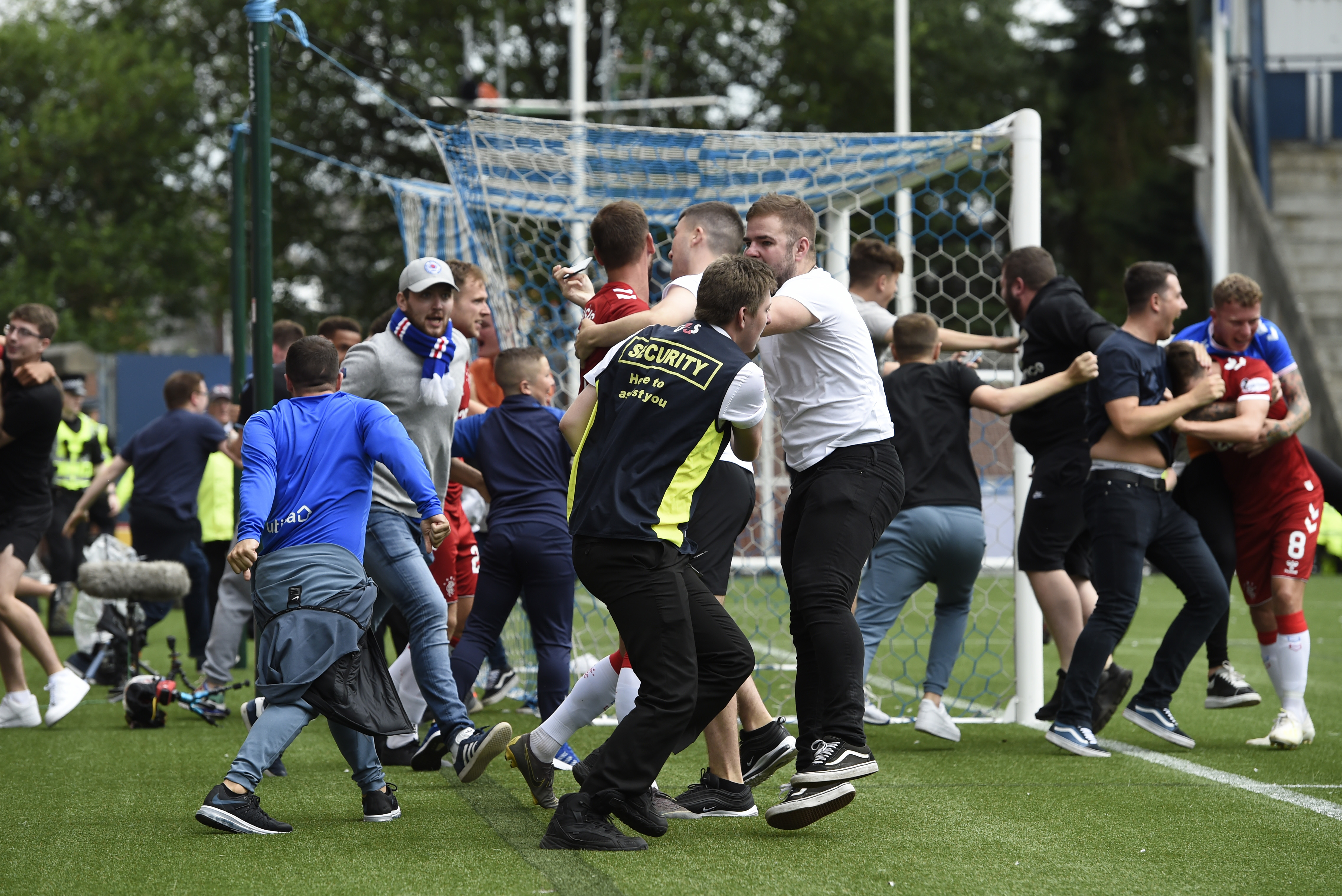 Fans were on the pitch