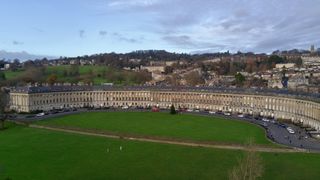 A photo of the Royal Crescent in Bath, UK, taken on a Potensic Atom drone