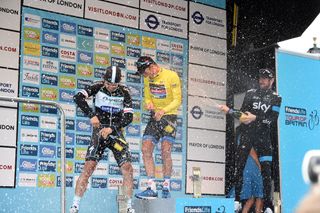 Kwiatkowski, Van Baarle, Wiggins on final Tour of Britain podium 2014