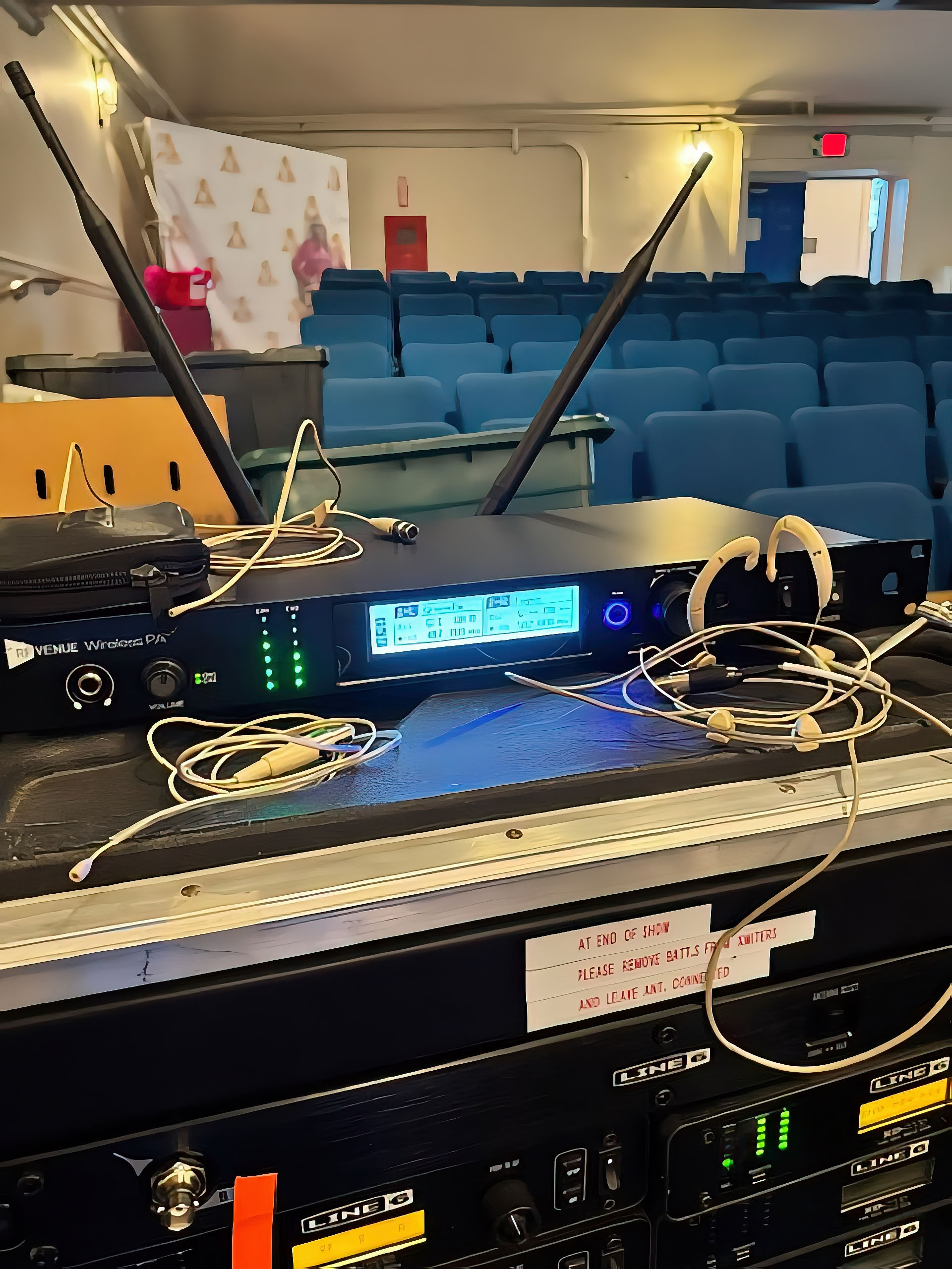 The new RF Venue RF PA Extension Kit receiver in action at Edmund Keefe Auditorium in Nashua, NH.