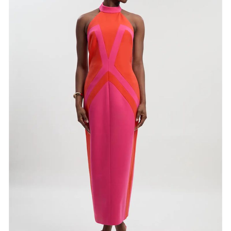 Karen Millen, Colour Block Tailored Halter Neck Midi Dress