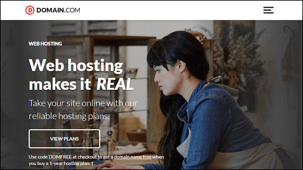 Domain.com shared hosting homepage screenshot