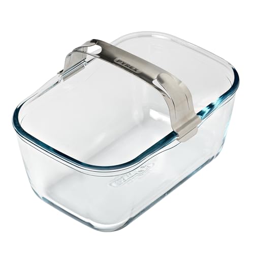Pyrex Ideal Air Fryer Glass Baking Dish 20 X 14 Cm With Detachable Stainless Steel Clip Handle for Dual Basket Air Fryers, Ultra-Resistant Borosilicate Glass, 1.5 L