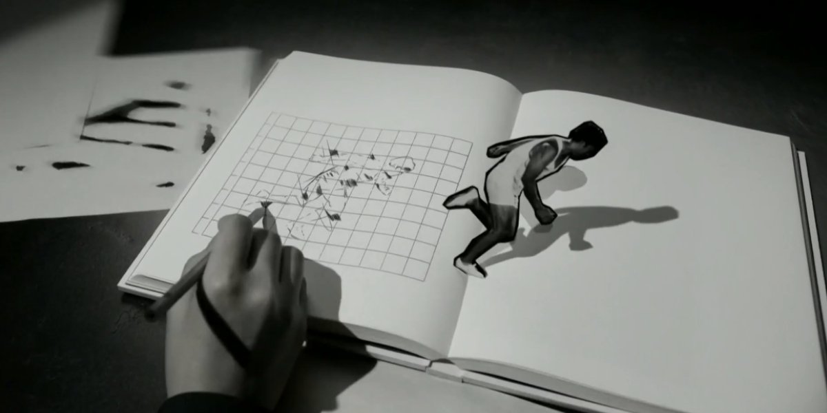 A dramatization of the creation of pictograms at the Opening Ceremony