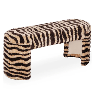 Sahara Brown Striped Tufted Bench