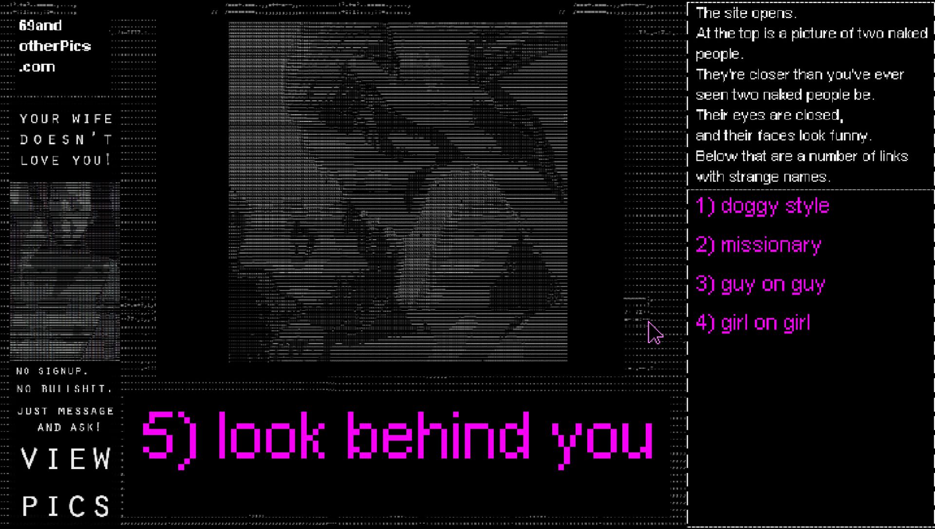 Best sex games - Suggestive ASCII art in You Must Be 18 or Older to Enter